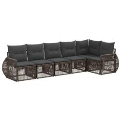 Ensemble de canap&eacute; de jardin 6 pcs Gris et Gris fonc&eacute; polyrotin