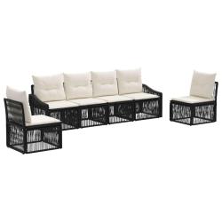 Ensemble de canap&eacute; de jardin 6 pcs Noir polyrotin