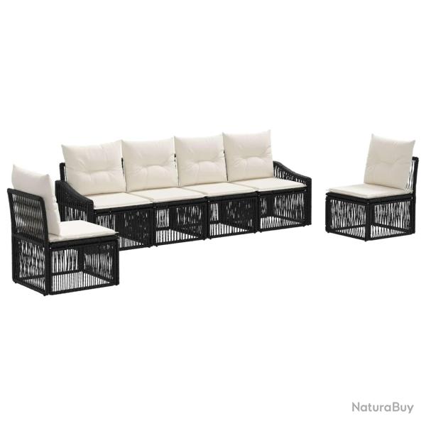Ensemble de canap� de jardin 6 pcs Noir polyrotin