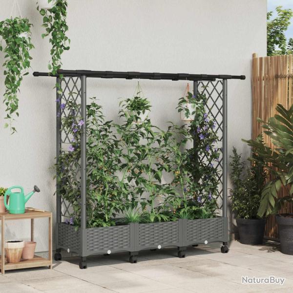 Lit �lev� avec Treillis et Toit Gris clair 164 x 40 x 127 cm PP