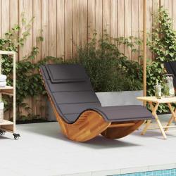 Chaise longue &agrave; bascule avec coussin en bois d'acacia massif