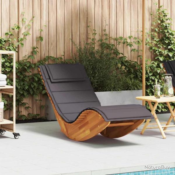 Chaise longue � bascule avec coussin en bois d'acacia massif