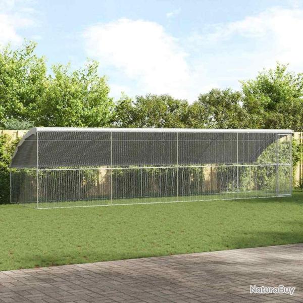 Cage � poules 4 pcs Argent� 800 x 200 x 200 cm Acier galvanis�