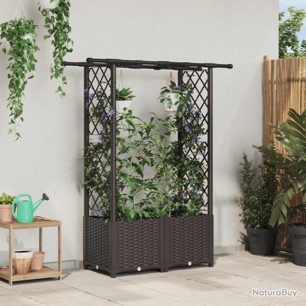 Lit �lev� avec Treillis et Toit Marron 124,5 x 40 x 136 cm PP