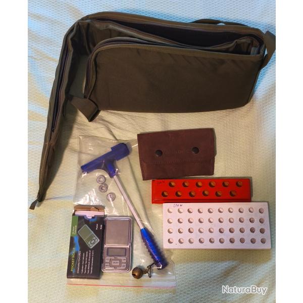 Housse transport + 2 support etuis + balance pr�cises+ porte 10 balles+ clochette+marteau a inertie