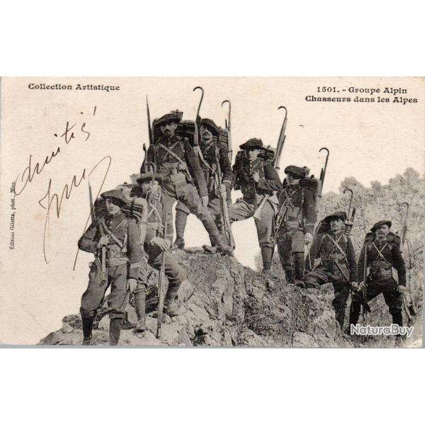 Carte postale ancienne Groupe Alpin Chasseurs dans les Alpes - N�8606