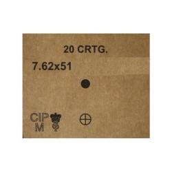 Cartouches GGG cal.308win 7.62x51 type M80 147gr fmj par 20