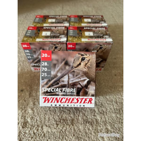 125 Cartouches sp�cial Fibre Winchester Plomb 4 calibre 20 en 28 grammes