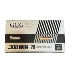 Munitions GGG cal.308win sierra HPBT 175gr 11.3g par 20