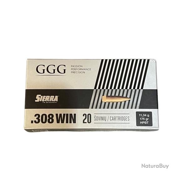 Munitions GGG cal.308win sierra HPBT 175gr 11.3g par 60