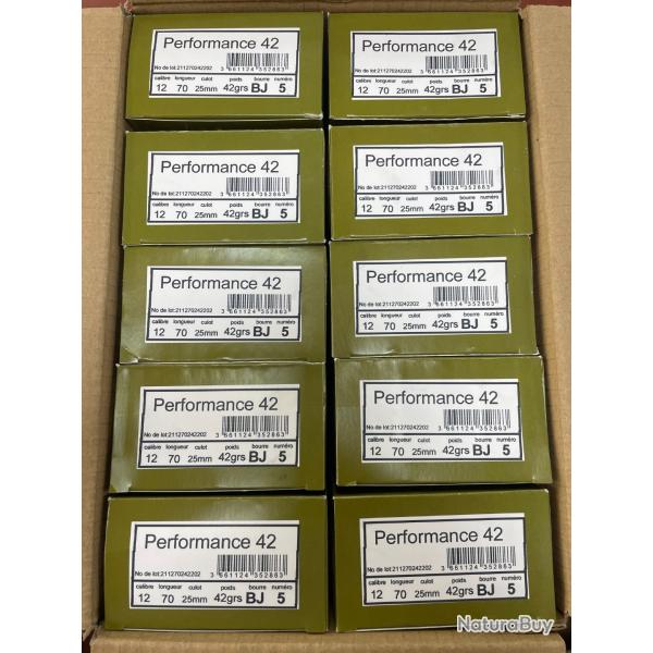 !! DESTOCKAGE !! CARTOUCHES JOCKER PERFORMANCE 42 BJ 12/70 PB5 CARTON 250