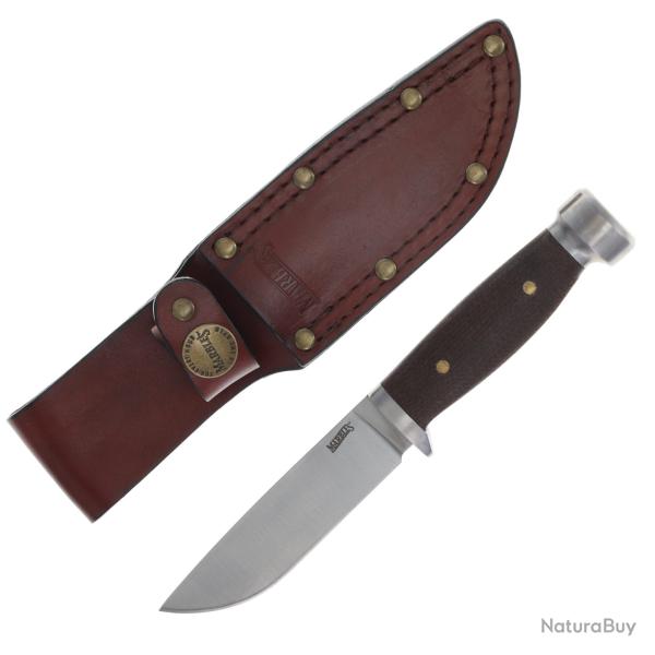 Couteau Fixe Marbles Canoe Micarta Lame Acier Inoxydable Manche Micarta Marron �tui Cuir MR738