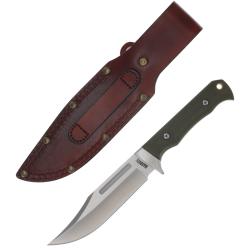 Couteau Fixe Marbles Hunter Green Micarta Lame Acier Inoxydable Manche Micarta Vert &Eacute;tui Cuir MR736