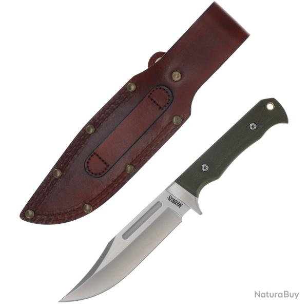 Couteau Fixe Marbles Hunter Green Micarta Lame Acier Inoxydable Manche Micarta Vert �tui Cuir MR736