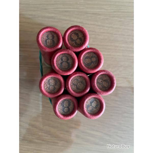 Lot de 9 cartouches anciennes GEVELOT calibre 24/65 plomb num�ro 8