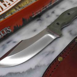 Couteau Fixe Marbles Hunter Green Micarta Lame Acier Inoxydable Manche Micarta Vert &Eacute;tui Cuir MR735