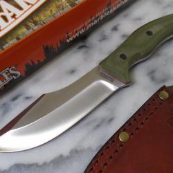 Couteau Fixe Marbles Hunter Green Micarta Lame Acier Inoxydable Manche Micarta Vert &Eacute;tui Cuir MR735
