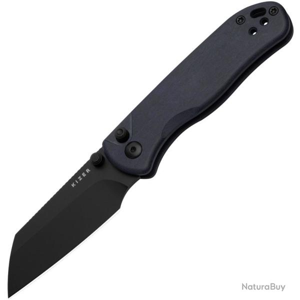 Couteau Kizer Drop Bear 2 Lame Acier Nitro-V DLC Sheepsfoot Manche Richlite Bleu Liner KIV36192CS1