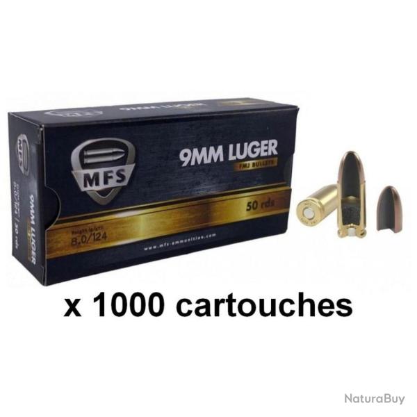 Munitions MFS cal. 9x19 FMJ 124gr - Lot de 1000