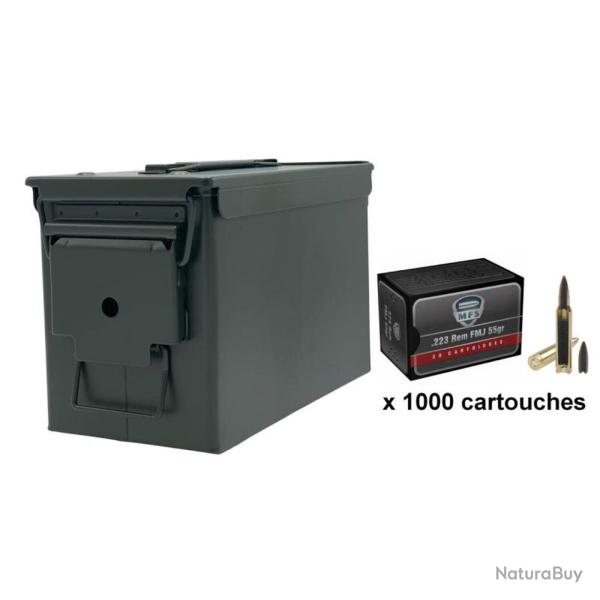Munitions MFS cal. .223 Rem FMJ Boat Tail 55gr - Lot de 1000