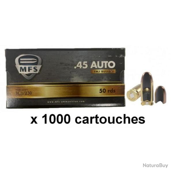 Munitions MFS cal. .45 ACP FMJ 230gr - Lot de 1000