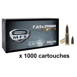 Munitions MFS cal. 7,62x39 FMJ 124gr &Eacute;tui Laiton - Lot de 1000