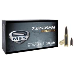 Munitions MFS cal. 7,62x39 FMJ 124gr &Eacute;tui Laiton - Bo&icirc;te de 20
