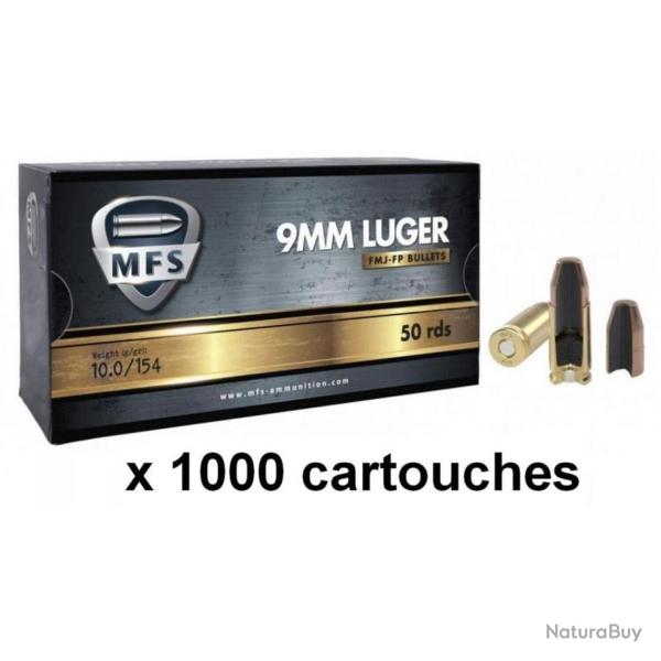 Munitions MFS cal. 9x19 FMJ Flat Point 154gr Subsonic - Lot de 1000