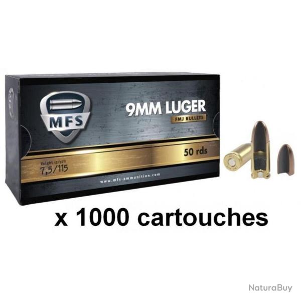 Munitions MFS cal. 9x19 FMJ 115gr - Lot de 1000