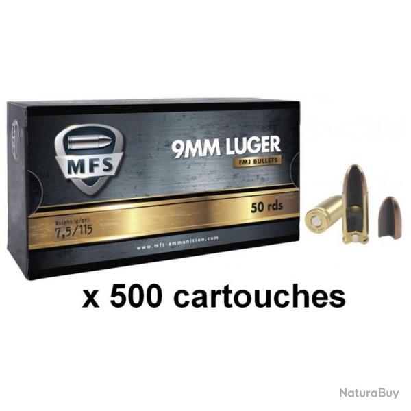 Munitions MFS cal. 9x19 FMJ 115gr - Lot de 500