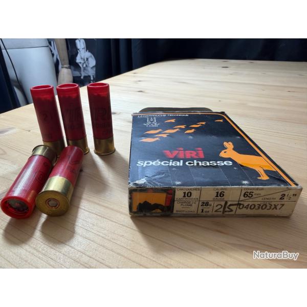 Lot 5 cartouches VIRI sp�cial chasse 65mm calibre 16