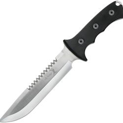 Couteau Elk Ridge Sawback Hunter Lame Acier 3Cr13 Manche Bois noir Etui Nylon ER082
