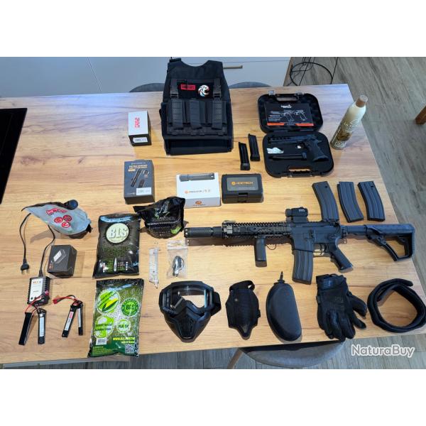 Pack Airsoft complet haut de gamme - Tokyo Marui MK18 NGRS + Hi-Capa + accessoires