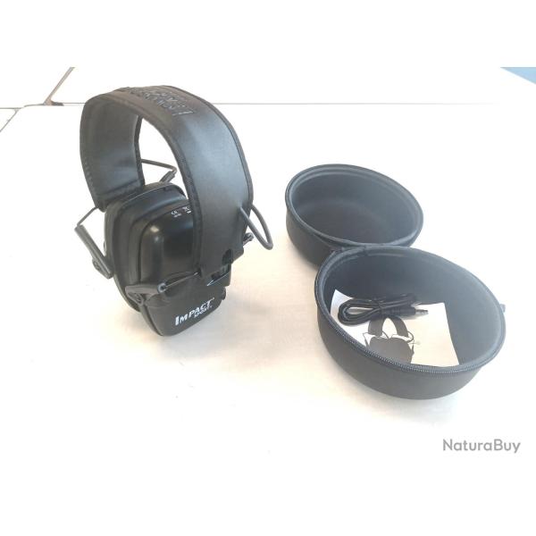 Ench�re a partir de 1 euros casque antibruit �lectronique impact sport avec housse de rangement noir