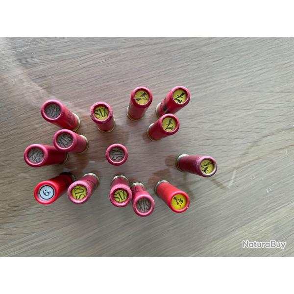 Lot de 14  cartouches anciennes manufactur�es calibre 24/65 plomb .