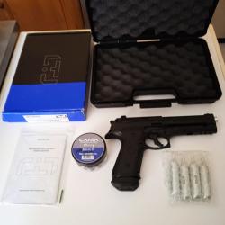 Pistolet de d&eacute;fense C02 LTL ALFA 1.50 capacit&eacute; de 7 balles caoutchouc ( 18/20 joules) + accessoires