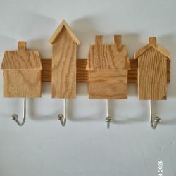 Porte manteaux en bois 4 crochets, &agrave; d&eacute;corer