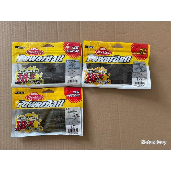 Lot de 3 paquets de POWERBAIT ZESTAIL & CRAW FATTY