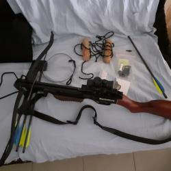 Arbal&egrave;te Jaguar Recurve 150 lbs finition bois + nombreux accessoires - Tr&egrave;s peu servie