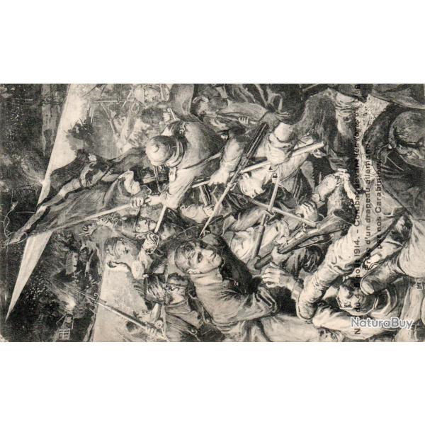 Carte Postale Ancienne de 1914 - Combat pour la prise d'un drapeau allemand - N�8619