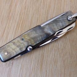 Couteau multifonctions vintage BARGEON INOX 7 pi&egrave;ces corne Thiers FRANCE