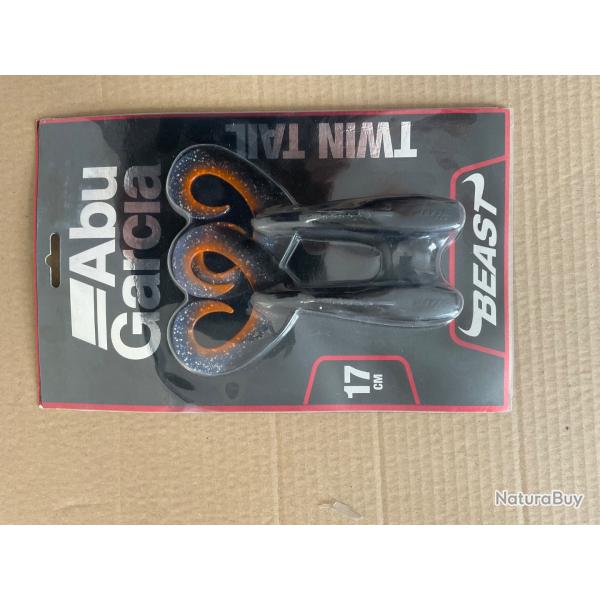 Lot Leurre Souple Abu Garcia Beast Twin Tail 17cm et 21 cm