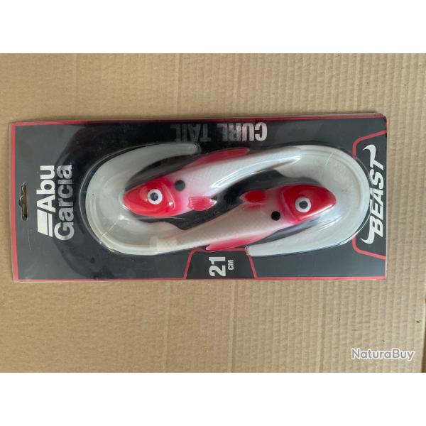1 Lot Leurre Souple Abu Garcia Beast CURL TAIL  21 cm