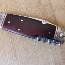 Couteau ancien bouledogue 3 pi&egrave;ces ISSARD INOX bois amourette Thiers FRANCE