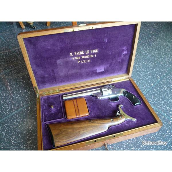 exceptionnel coffret de revolver Smith & Wesson new model target + crosse d'�paulement