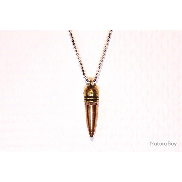 WW2 Pendentif Balle Seconde Guerre Mondiale Neutralis�e 30 06 FMJ Collier en Billes Acier