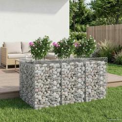 Lit sur&eacute;lev&eacute; gabion 2 pcs Argent&eacute;