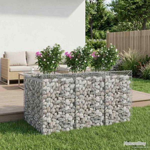 Lit sur�lev� gabion 2 pcs Argent�
