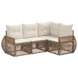 Ensemble de canap&eacute; de jardin 4 pcs Beige et blanc cr&egrave;me