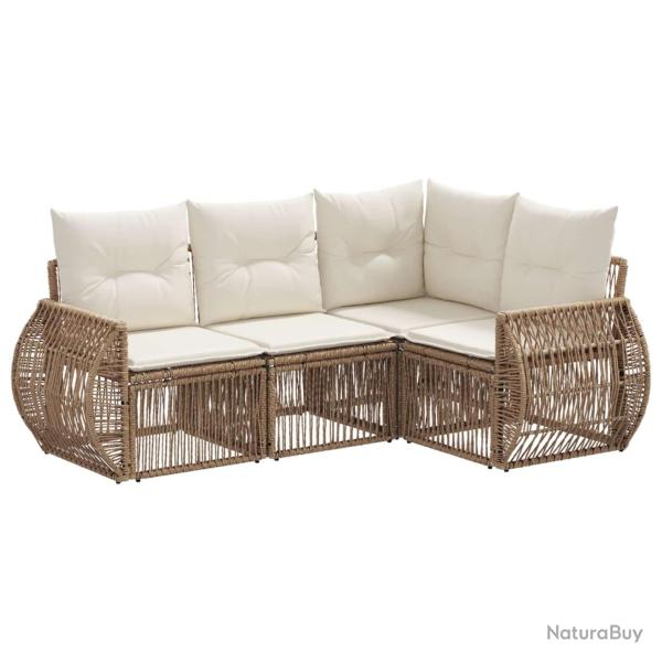 Ensemble de canap� de jardin 4 pcs Beige et blanc cr�me